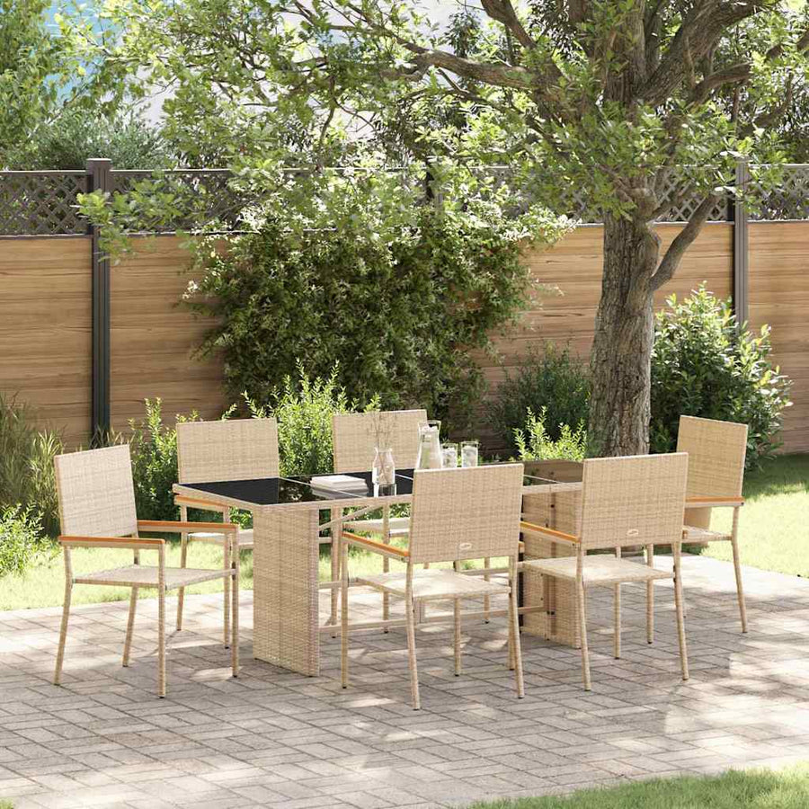 Tuin eettafelset 7 pcs Beige poly rattan