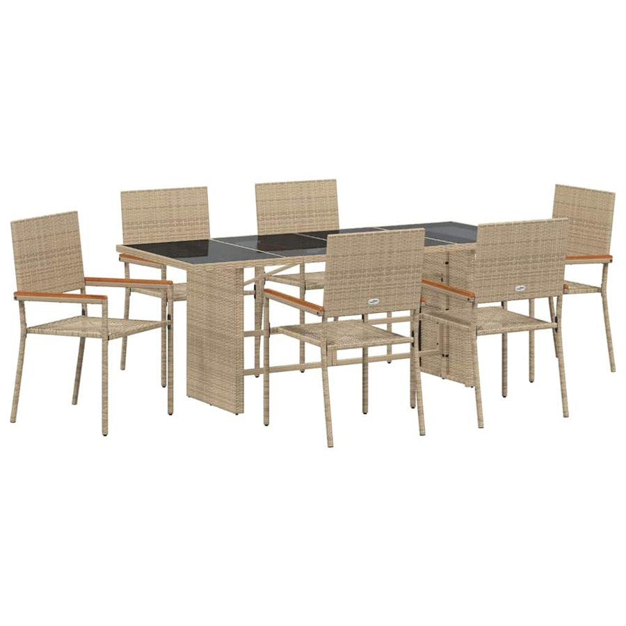 Tuin eettafelset 7 pcs Beige poly rattan