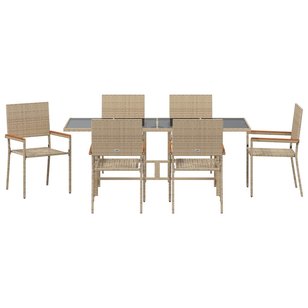 Tuin eettafelset 7 pcs Beige poly rattan