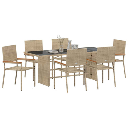 Tuin eettafelset 7 pcs Beige poly rattan