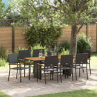 Tuin eettafelset 9 pcs poly rattan zwart