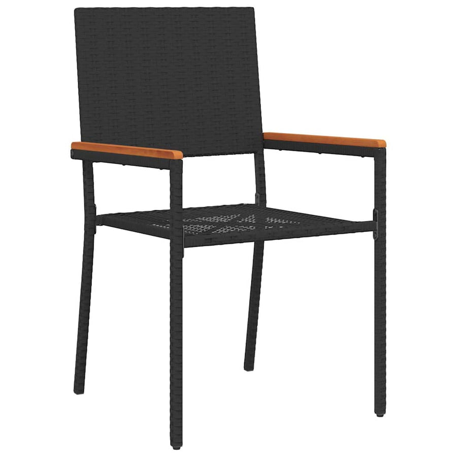 Tuin eettafelset 9 pcs Zwart poly rattan