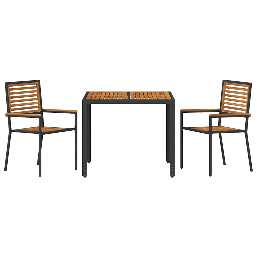 Tuin eettafelset 3 pcs Zwart en Bruin poly rattan
