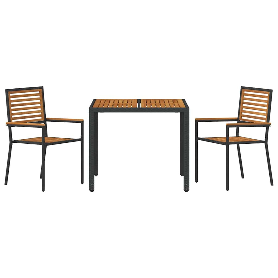 Tuin eettafelset 3 pcs Zwart en Bruin poly rattan