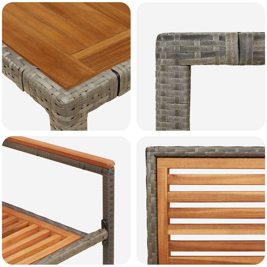 Tuin eettafelset 3 pcs Grijs en Bruin poly rattan