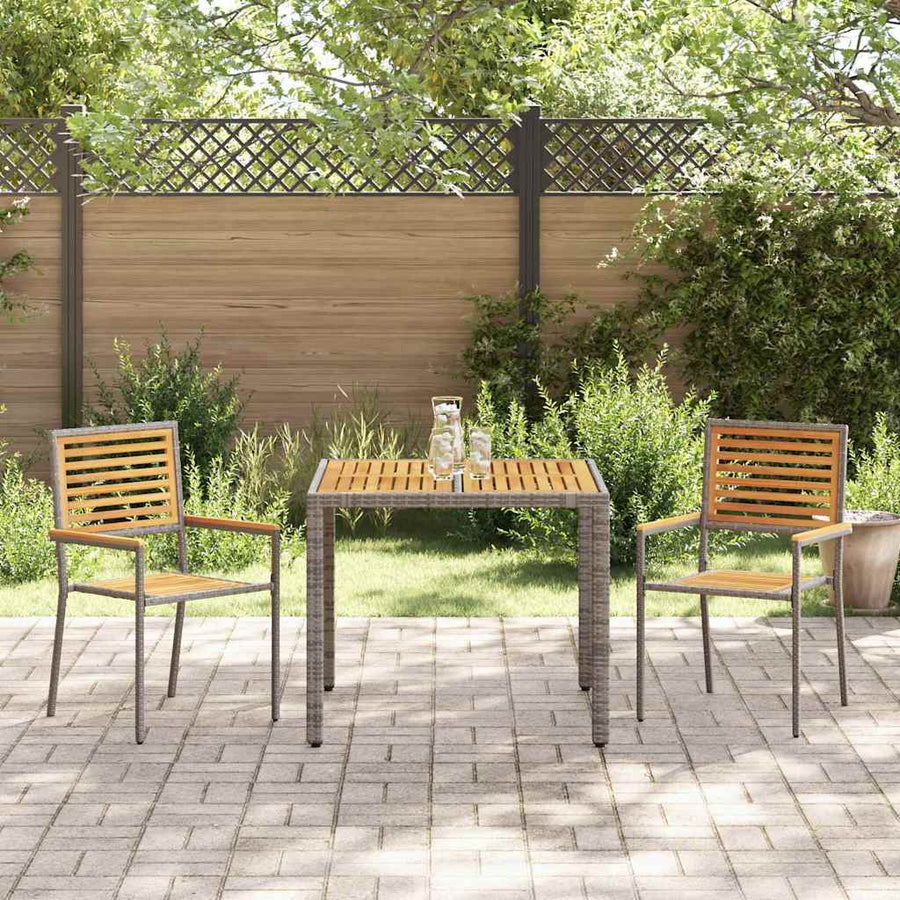 Tuin eettafelset 3 pcs Grijs en Bruin poly rattan