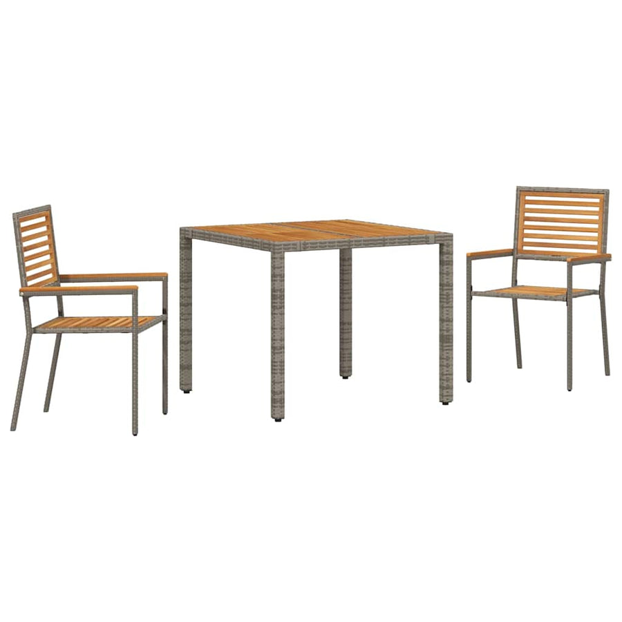Tuin eettafelset 3 pcs Grijs en Bruin poly rattan