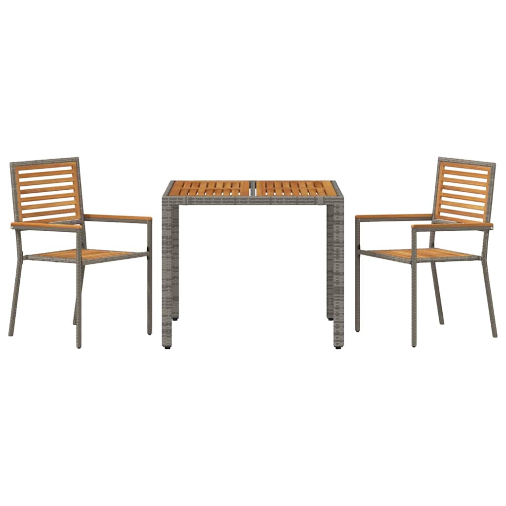Tuin eettafelset 3 pcs Grijs en Bruin poly rattan
