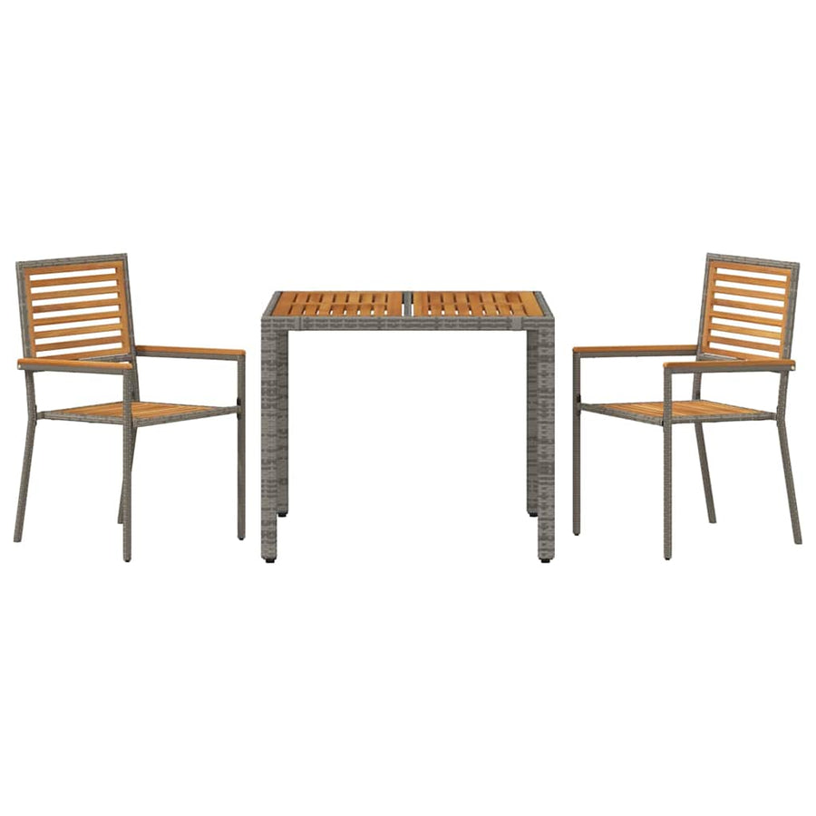 Tuin eettafelset 3 pcs Grijs en Bruin poly rattan