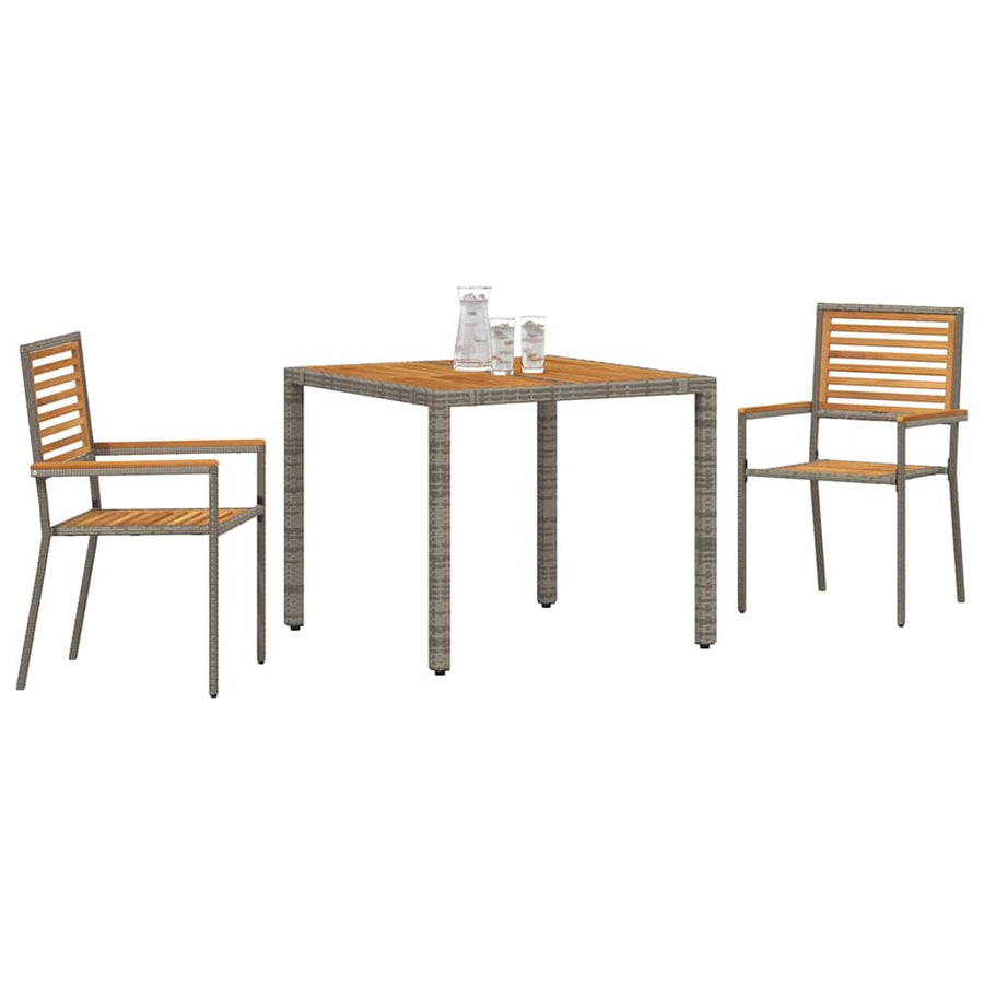 Tuin eettafelset 3 pcs Grijs en Bruin poly rattan