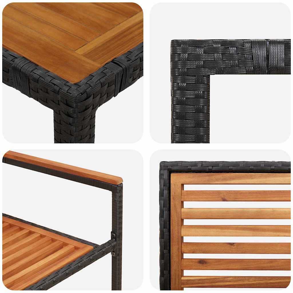 Tuin Eettafelset 5 Pcs En Bruin Poly Rattan Vierzitsbank 90 cm tafellengte Zwart