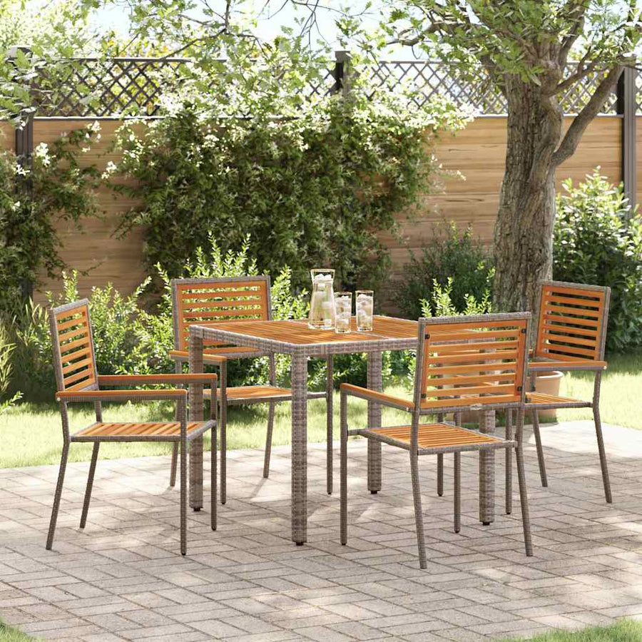 Tuin eettafelset 5 pcs Grijs en Bruin poly rattan