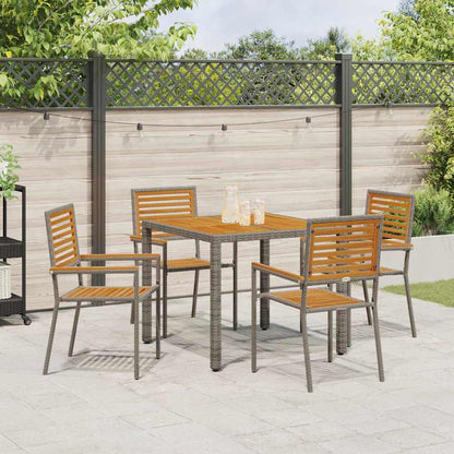Tuin eettafelset 5 pcs Grijs en Bruin poly rattan