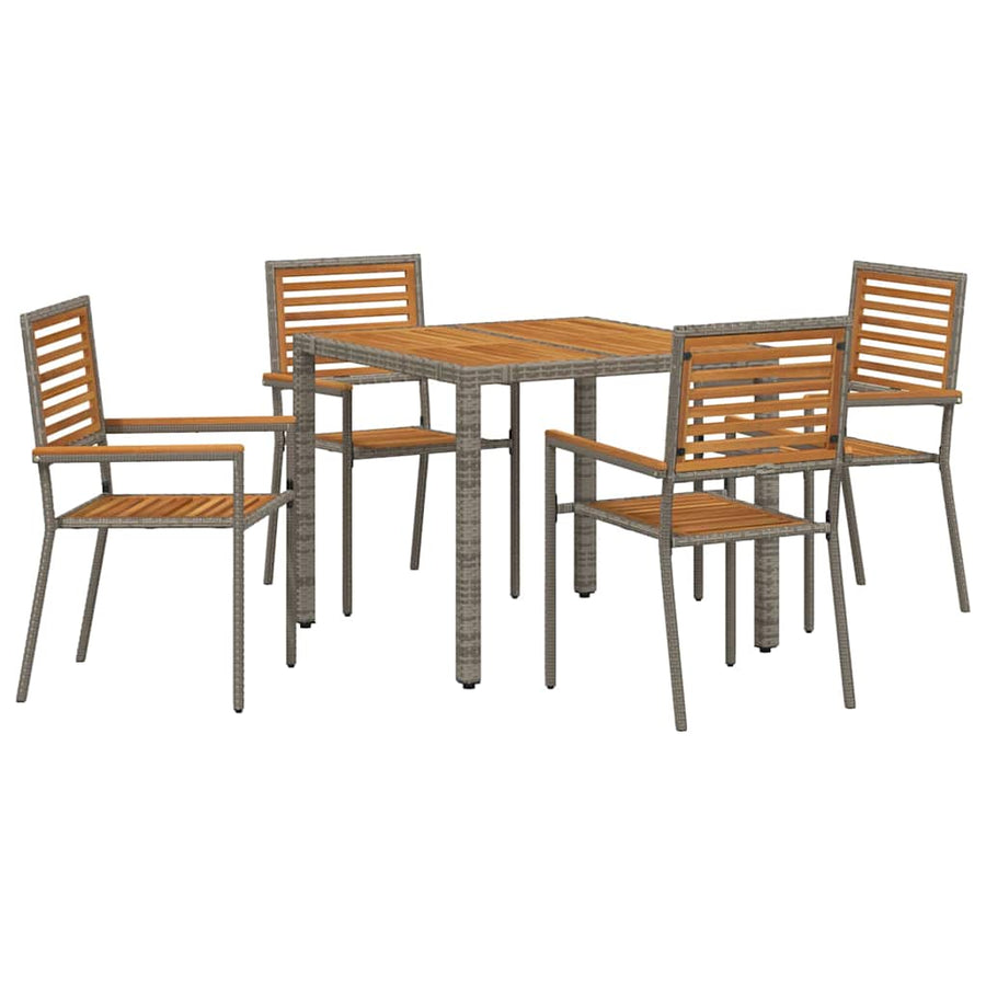 Tuin eettafelset 5 pcs Grijs en Bruin poly rattan
