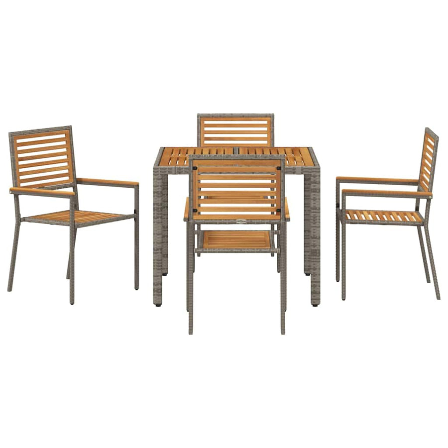 Tuin eettafelset 5 pcs Grijs en Bruin poly rattan