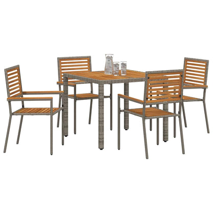 Tuin eettafelset 5 pcs Grijs en Bruin poly rattan