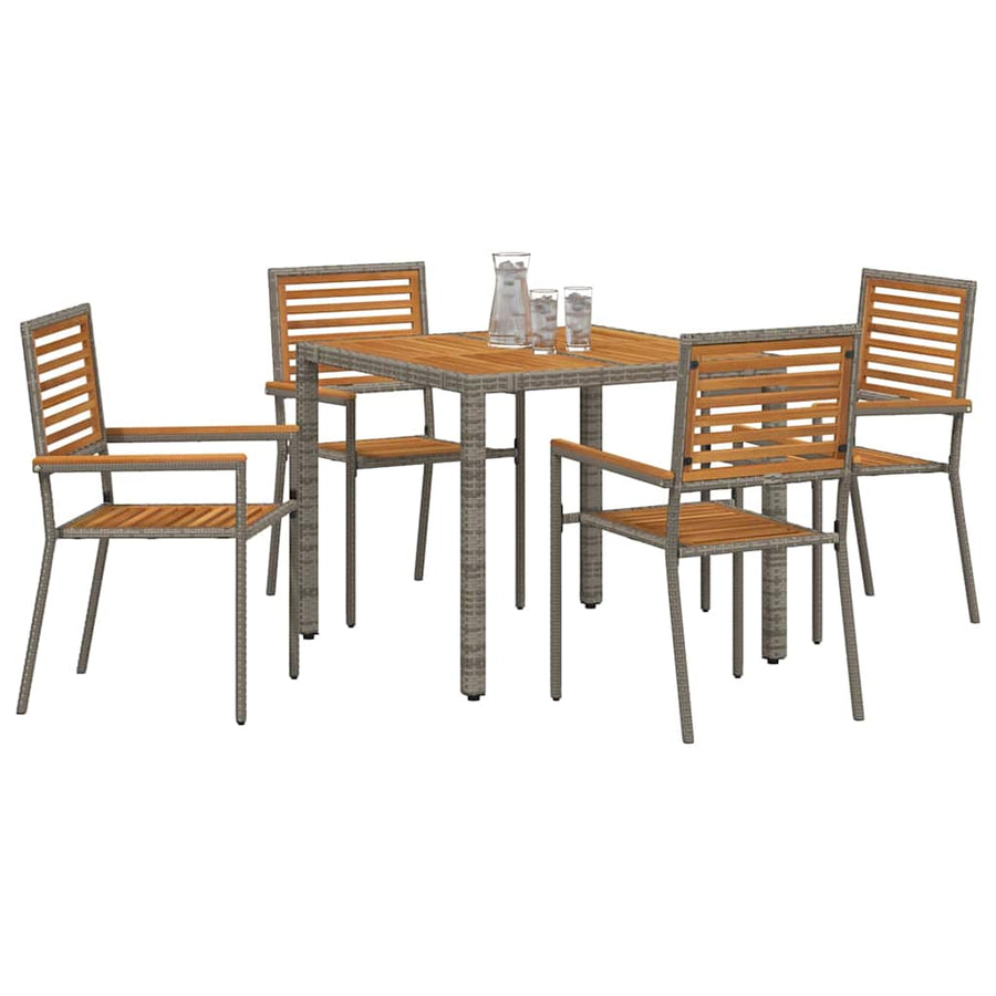 Tuin eettafelset 5 pcs Grijs en Bruin poly rattan