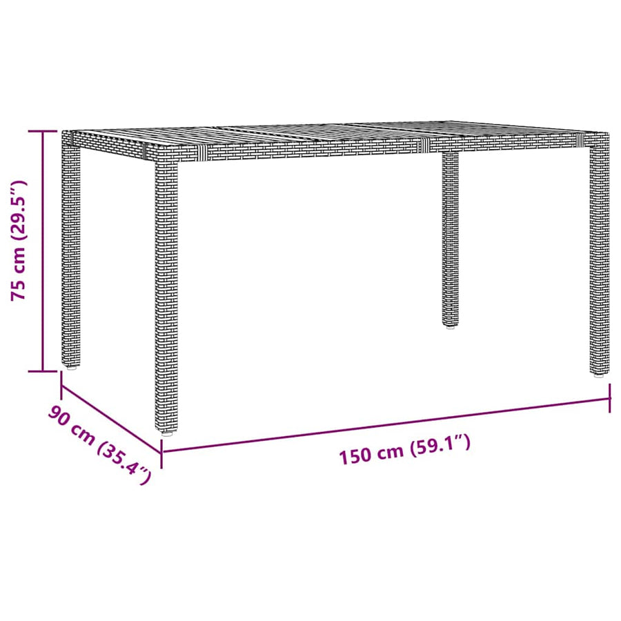 Tuin Eettafelset 5 Pcs En Bruin Poly Rattan Vierzitsbank 150 cm tafellengte Zwart