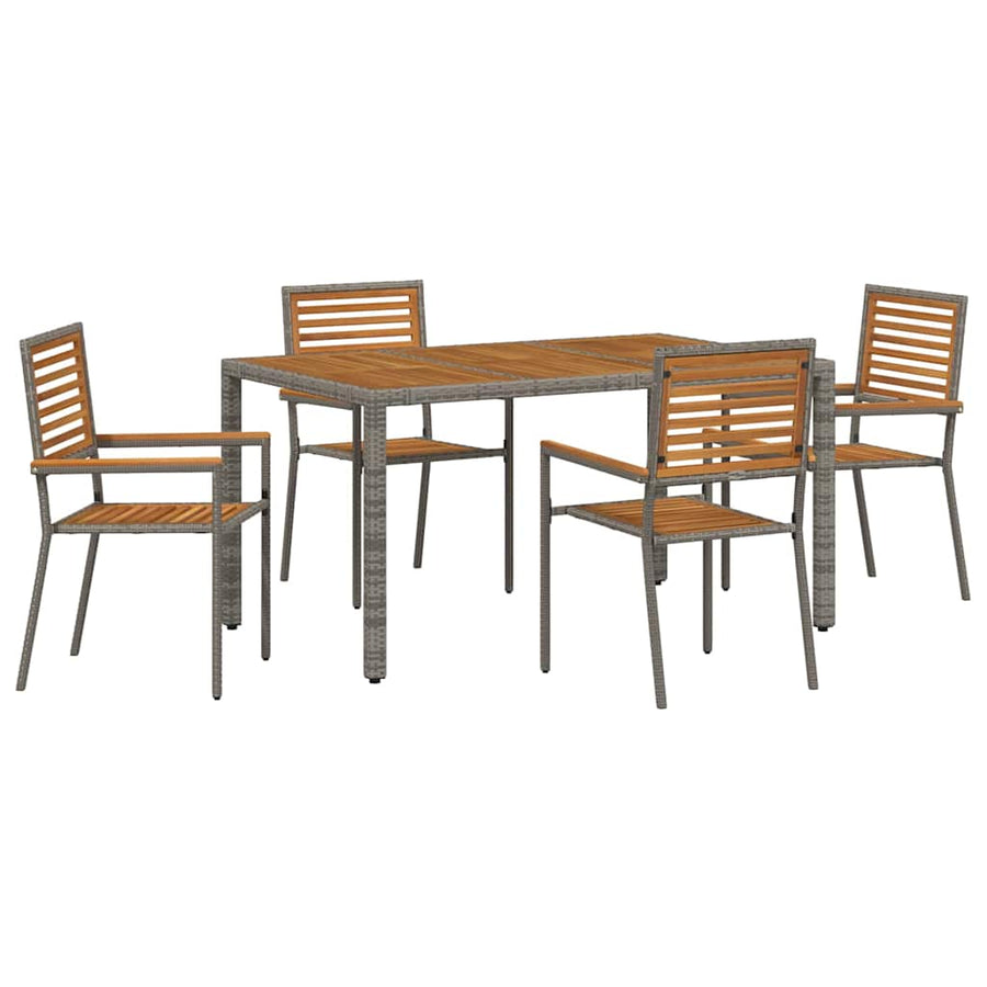 Tuin Eetset 5 Pcs 150 X 90 X 75 Cm Poly Rattan Vierzitsbank