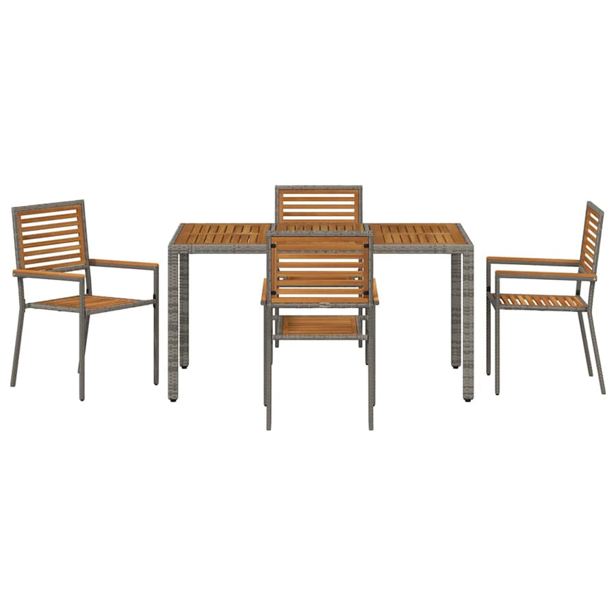 Tuin Eetset 5 Pcs 150 X 90 X 75 Cm Poly Rattan Vierzitsbank