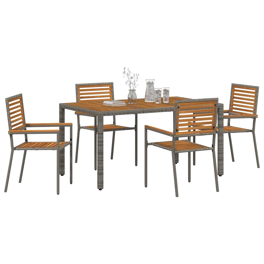 Tuin Eetset 5 Pcs 150 X 90 X 75 Cm Poly Rattan Vierzitsbank