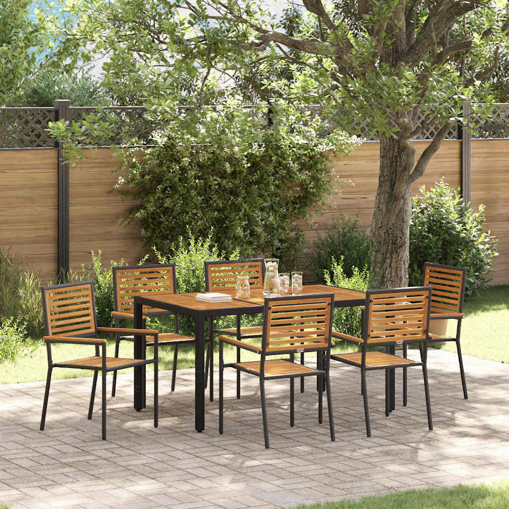 Tuin eettafelset 7 pcs Zwart en Bruin poly rattan