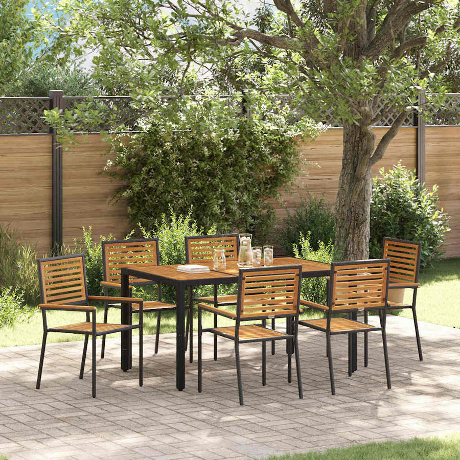 Tuin eettafelset 7 pcs Zwart en Bruin poly rattan