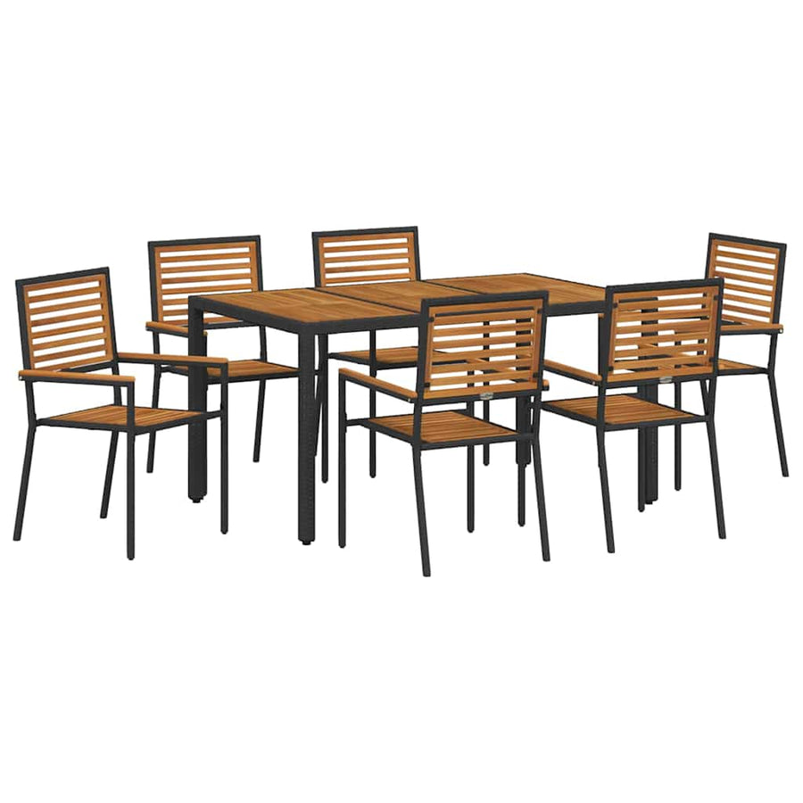 Tuin eettafelset 7 pcs Zwart en Bruin poly rattan