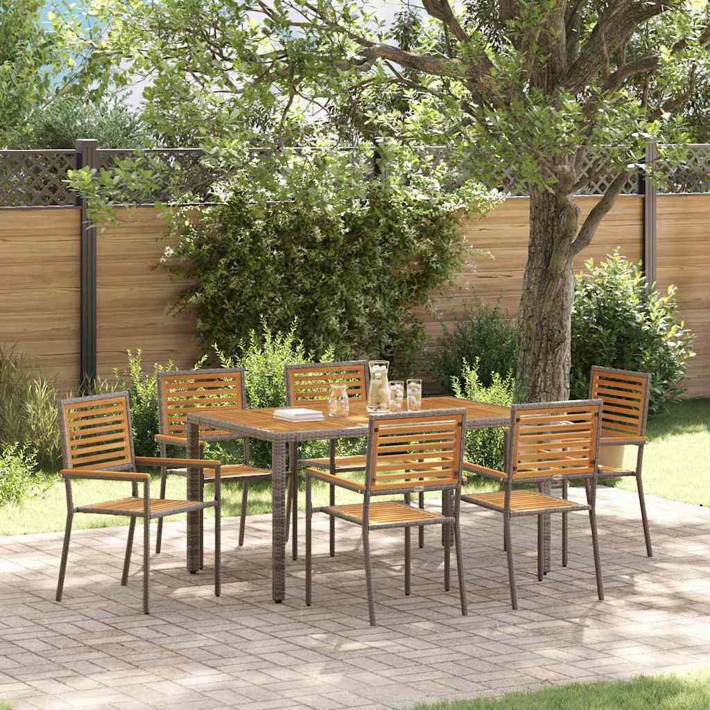 Tuin Eetset 7 Pcs 150 X 90 X 75 Cm Poly Rattan 6-Persoons
