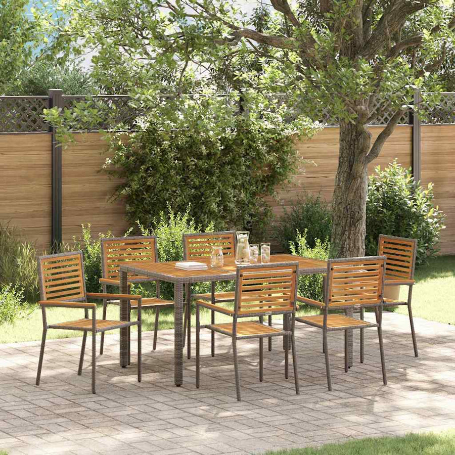 Tuin Eetset 7 Pcs 150 X 90 X 75 Cm Poly Rattan 6-Persoons