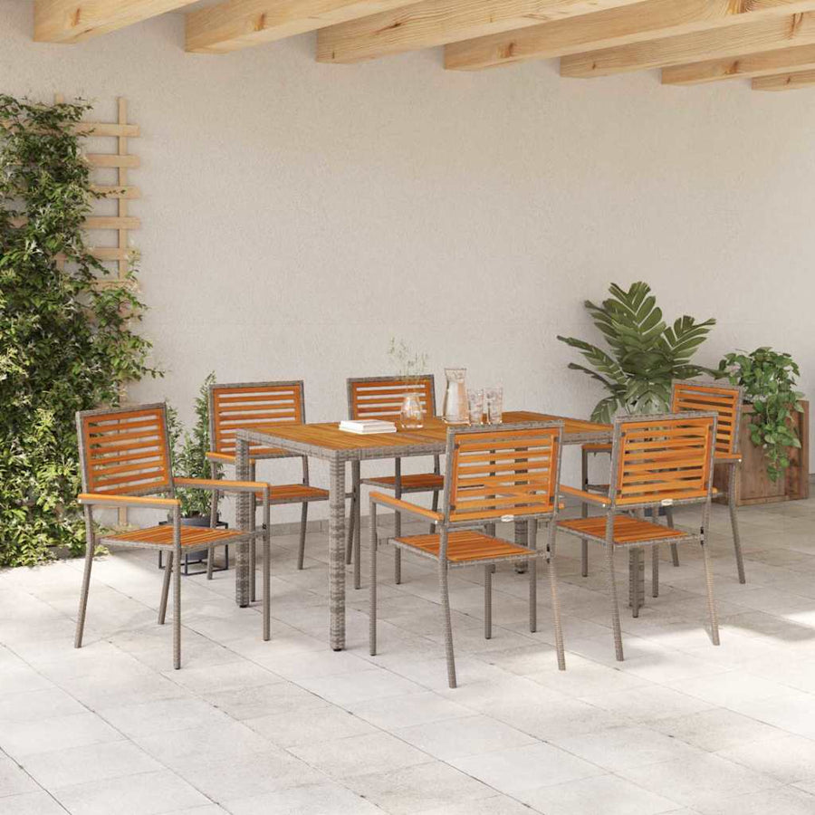 Tuin Eetset 7 Pcs 150 X 90 X 75 Cm Poly Rattan 6-Persoons