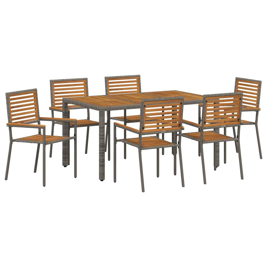 Tuin Eetset 7 Pcs 150 X 90 X 75 Cm Poly Rattan 6-Persoons