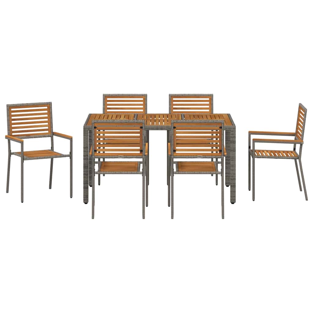 Tuin Eetset 7 Pcs 150 X 90 X 75 Cm Poly Rattan 6-Persoons