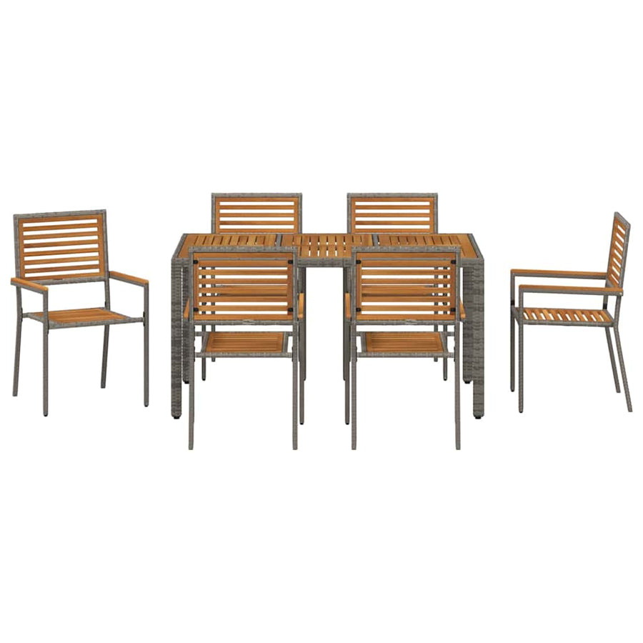 Tuin Eetset 7 Pcs 150 X 90 X 75 Cm Poly Rattan 6-Persoons