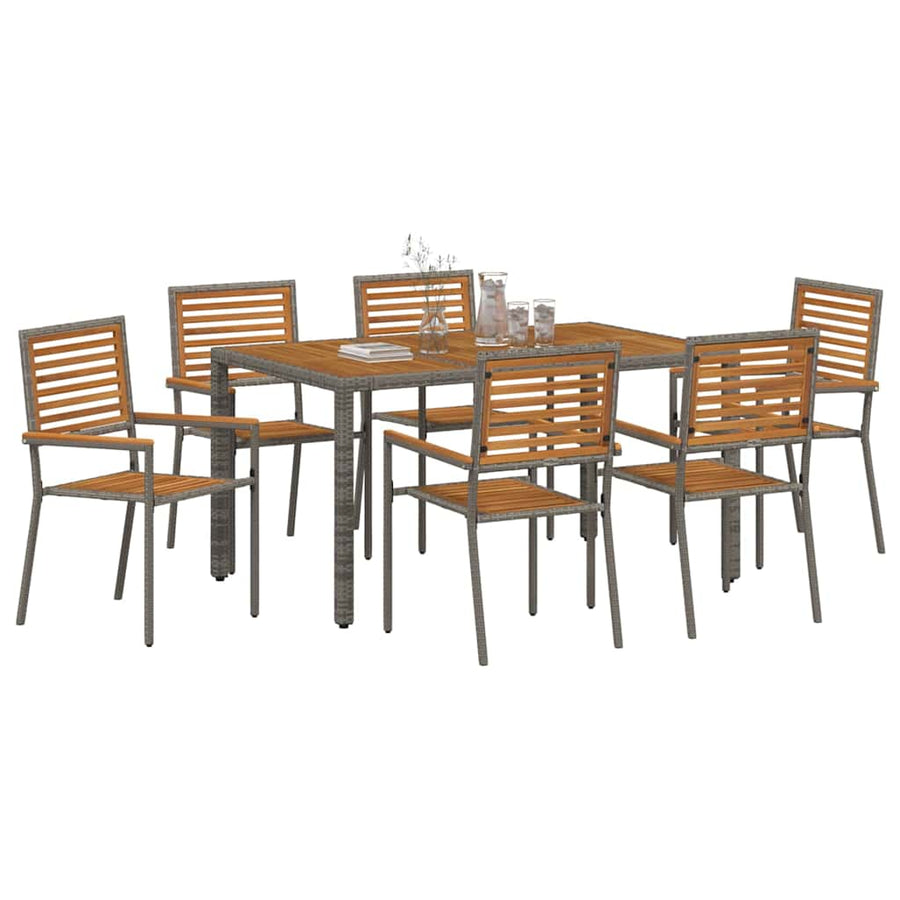 Tuin Eetset 7 Pcs 150 X 90 X 75 Cm Poly Rattan 6-Persoons