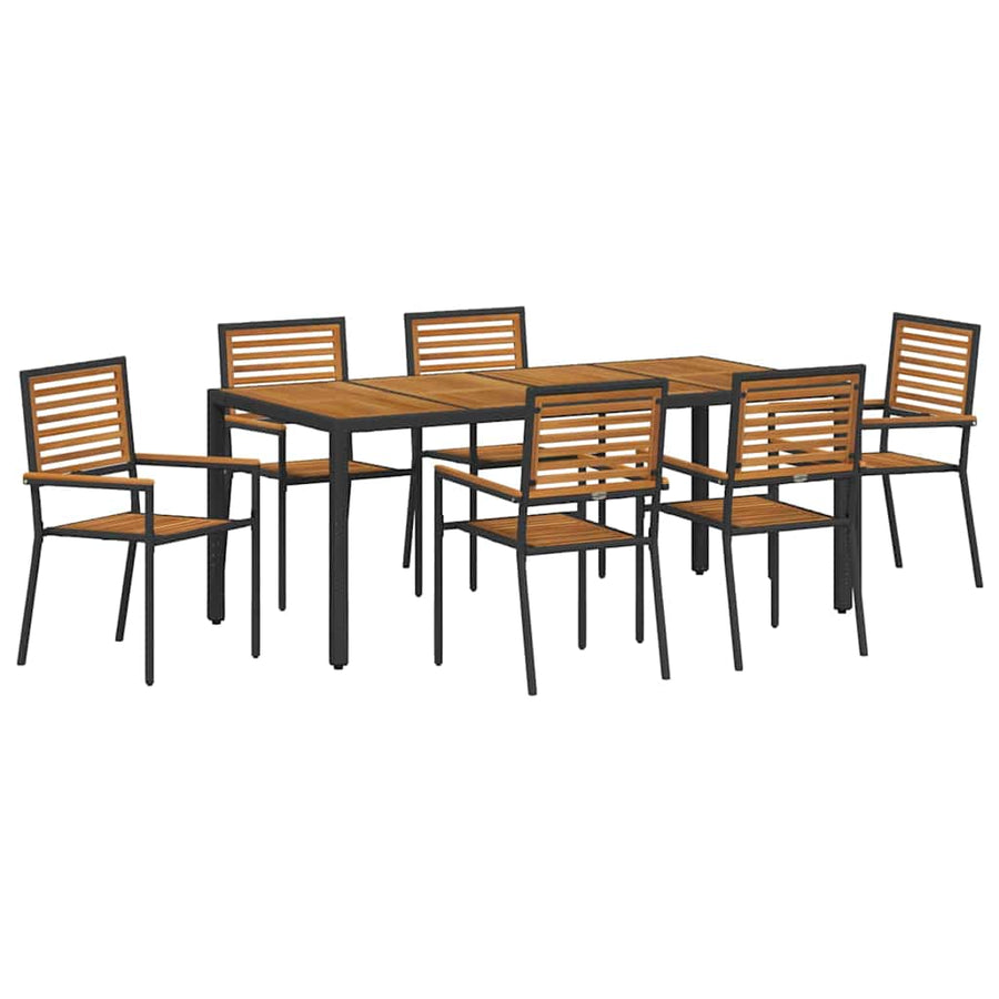Tuin eettafelset 7 pcs Zwart en Bruin poly rattan