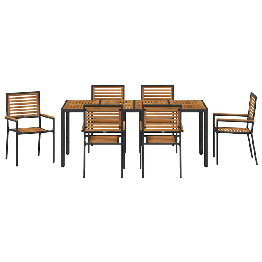 Tuin eettafelset 7 pcs Zwart en Bruin poly rattan