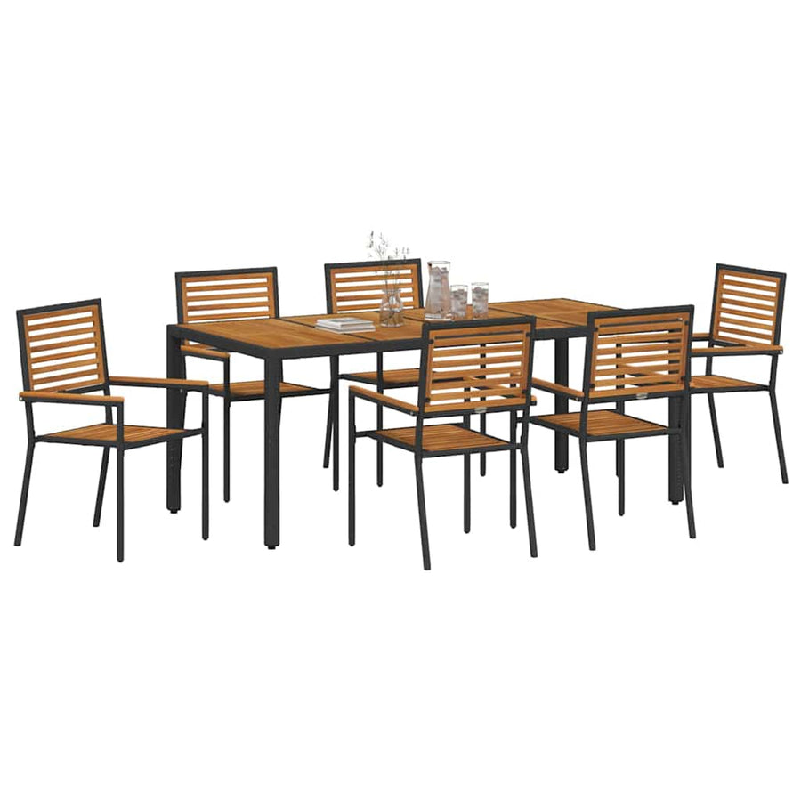 Tuin eettafelset 7 pcs Zwart en Bruin poly rattan