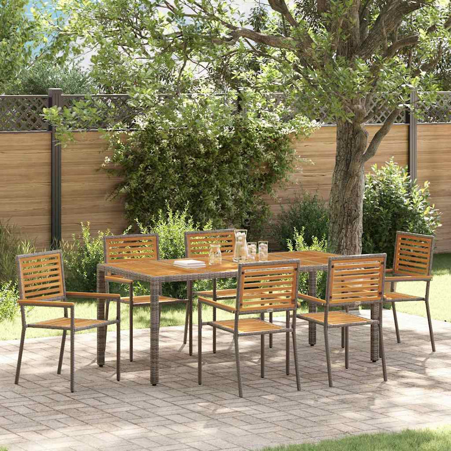 Tuin eettafelset 7 pcs Grijs en Bruin poly rattan