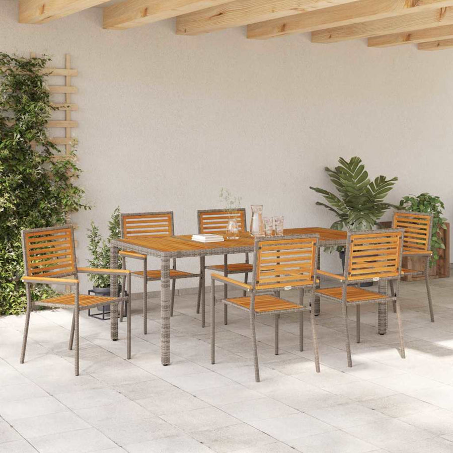 Tuin eettafelset 7 pcs Grijs en Bruin poly rattan
