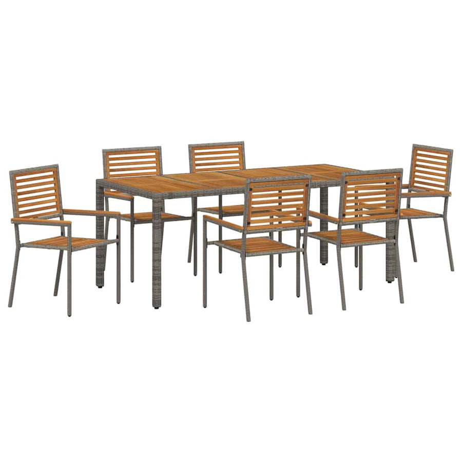 Tuin eettafelset 7 pcs Grijs en Bruin poly rattan