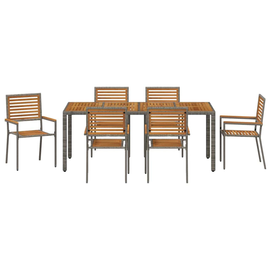 Tuin eettafelset 7 pcs Grijs en Bruin poly rattan
