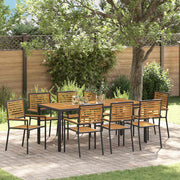 Tuin eettafelset 9-delig poly rattan zwart bruin