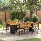 Garden Dining Set 9 Pcs and Brown Poly Rattan 8-seater