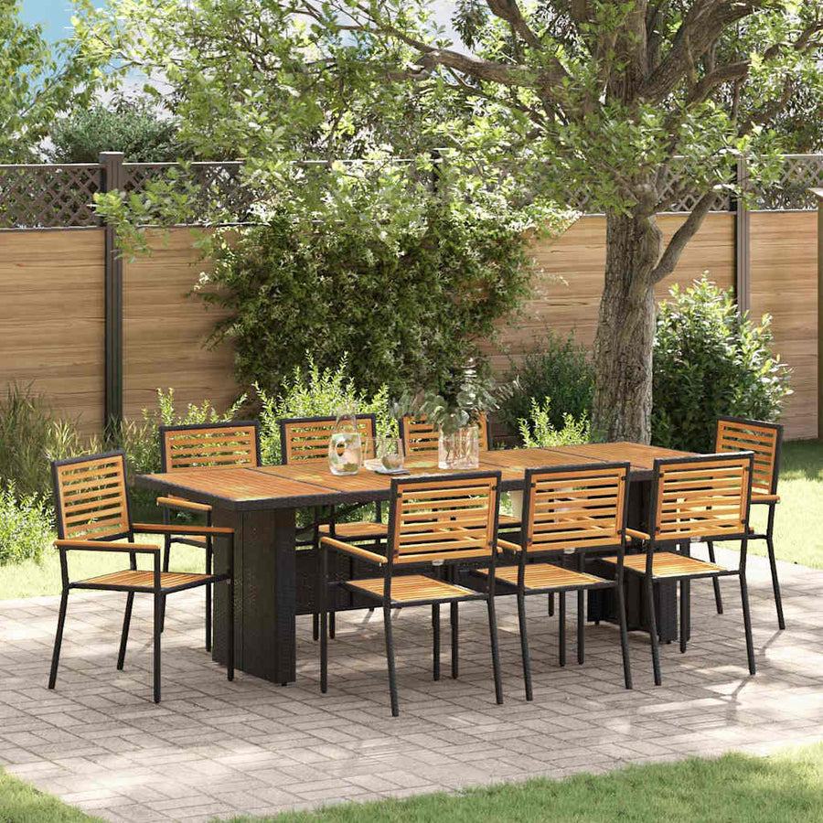 Tuin Eettafelset 9 Pcs En Bruin Poly Rattan 8-persoons