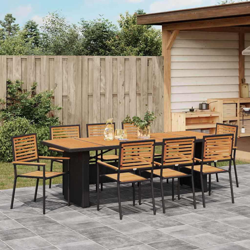 Tuin Eettafelset 9 Pcs En Bruin Poly Rattan 8-persoons