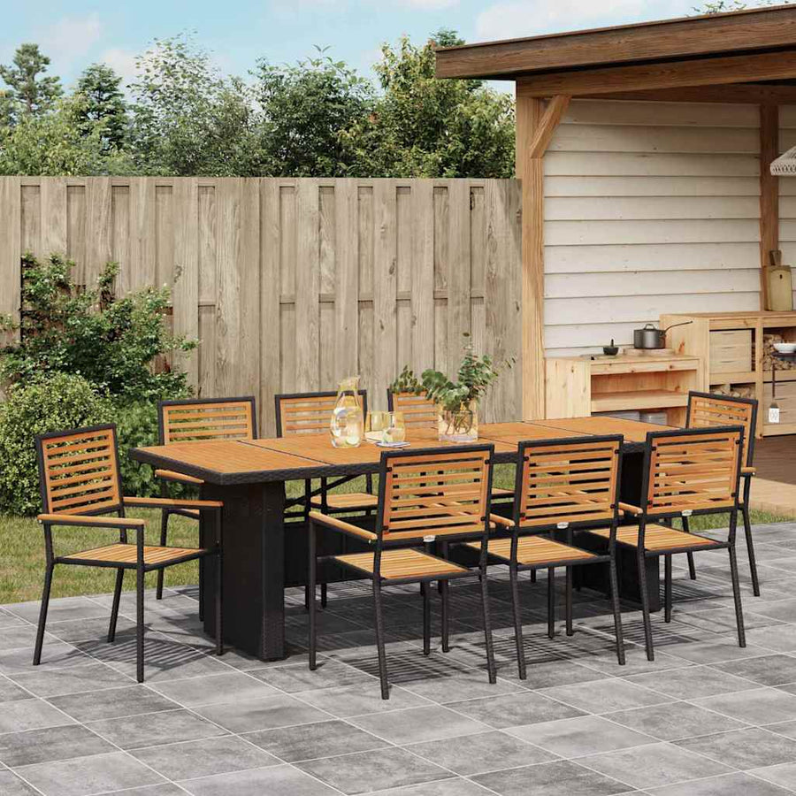 Tuin Eettafelset 9 Pcs En Bruin Poly Rattan 8-persoons