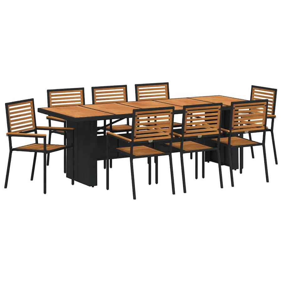 Tuin Eettafelset 9 Pcs En Bruin Poly Rattan 8-persoons