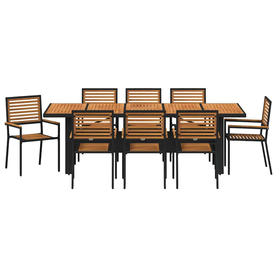 Tuin Eettafelset 9 Pcs En Bruin Poly Rattan 8-persoons