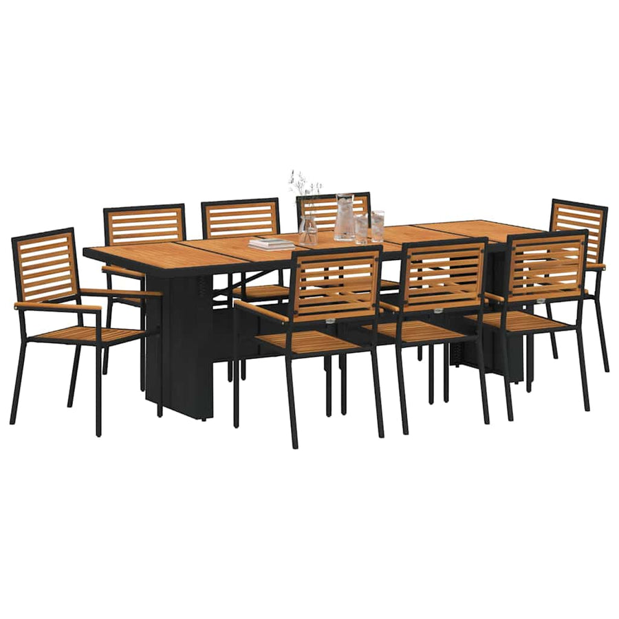Tuin Eettafelset 9 Pcs En Bruin Poly Rattan 8-persoons